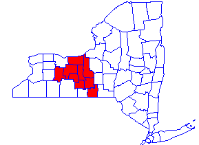Map Showing Finger Lakes Counties